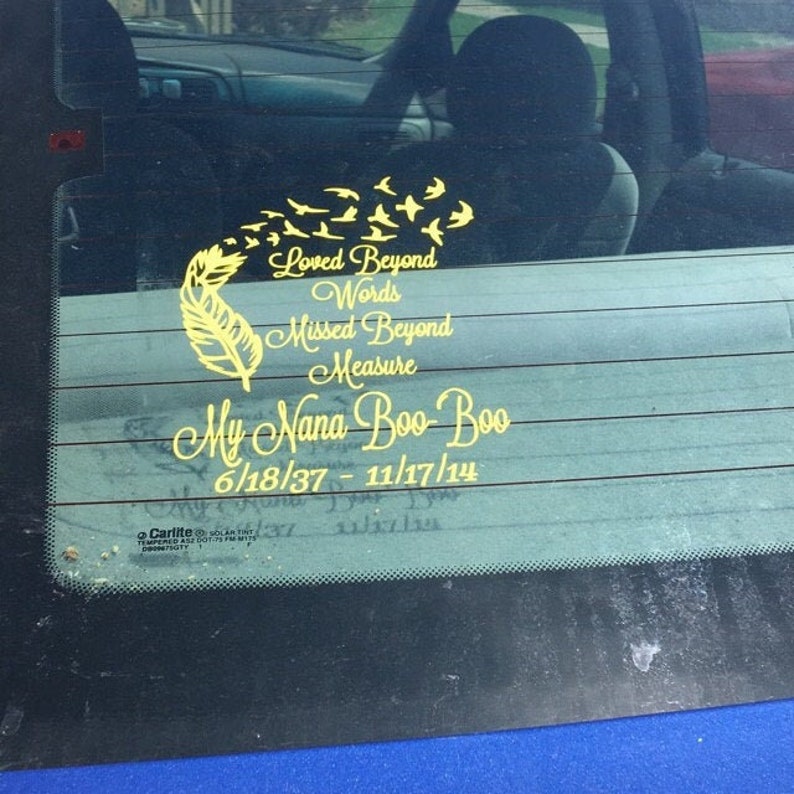 Loved Beyond Words, Missed Beyond Measure Car Decal, In Loving Memory Decal, Remembrance Decal image 7