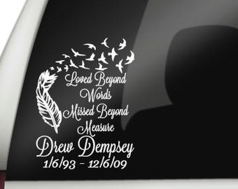 Loved Beyond Words, Missed Beyond Measure Car Decal, In Loving Memory Decal, Remembrance Decal