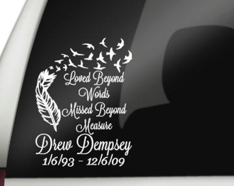 Loved Beyond Words, Missed Beyond Measure Car Decal, In Loving Memory Decal, Remembrance Decal image 2