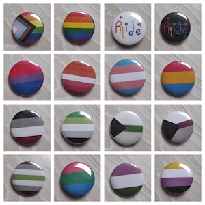 Pride flag LGBTQ+ buttons - Pride pins - Trans - gay - lesbian - asexual - aromantic - pansexual - queer - bisexual - love