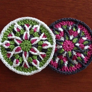 Crochet Mandala Coaster Pattern / Tutorial: Crochet Mandala Pattern, Crochet Coaster Pattern, Mandala Appliqué - Instant Download