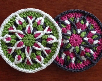 Crochet Mandala Coaster Pattern / Tutorial: Crochet Mandala Pattern, Crochet Coaster Pattern, Mandala Appliqué - Instant Download