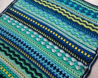 Crochet Baby Blanket Pattern / Tutorial: Baby Blues Blanket Crochet Pattern, Mixed Stitch Crochet Blanket, Crochet Blanket Pattern