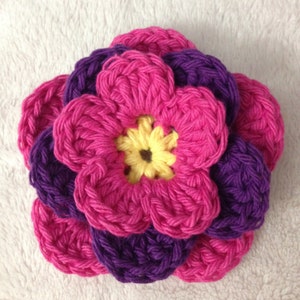 Crochet Flower Pattern / Tutorial: Three Layer Flower Appliqué - Etsy