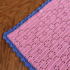 Crochet Pattern Baby Blanket / chart: Crochet Baby Blanket Pattern, Filet Crochet Blanket, Flower Blanket, Baby Girl - Instant Download