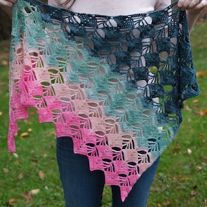 Crochet Pattern: Lace Crochet Shawl, Crochet Shawl Pattern, Lacy Crochet Shawl, Triangle Shawl, Leaf Shawl, Tree Shawl - Instant Download