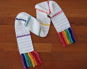 Crochet Pattern, Scarf Pattern, Crochet Scarf Pattern, Rainbow Scarf, Post Stitch Scarf, Crochet Rainbow, Instant Download