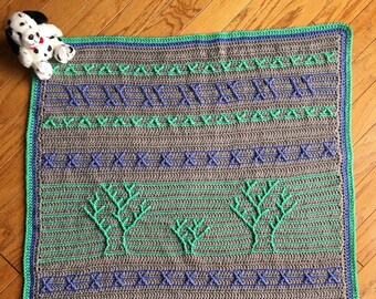 Crochet Baby Blanket Pattern / Tutorial: Little Tree Blanket Crochet Pattern, Tree Blanket, Baby Boy, Baby Girl - Instant Download