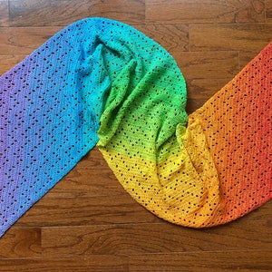 Crochet Pattern: Crochet Shawl Pattern, Rainbow Crochet Shawl, Filet Crochet Shawl, Rainbow Shawl, Rectangular Shawl  - Instant Download