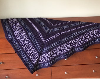 Modèle de châle au crochet / Tutoriel : châle violet, châle triangulaire, modèle de châle au crochet, point de maille au crochet - téléchargement immédiat