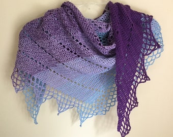 Crochet Pattern: Crochet Shawl Pattern, Fingering Crochet Shawl, Gradient Shawl, Whirl Shawl, Lace Crochet Shawl - Instant Download
