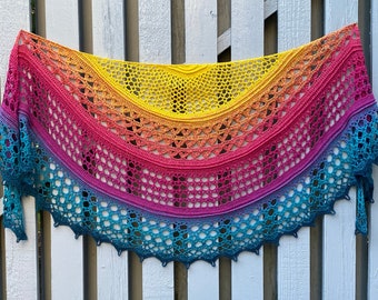 Modèle au crochet : châle au crochet en dentelle, motif châle au crochet, châle au crochet en dentelle, châle en croissant, châle semi-circulaire - téléchargement immédiat