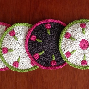 Crochet Coaster Pattern / Tutorial: Tulips All Around, Coaster Crochet Pattern, Mandala Appliqué - Instant Download