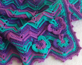 Crochet Baby Blanket Pattern / Tutorial: Colorful Ridged Chevron Blanket Pattern, Butterfly Blanket, Baby Girl, Baby Boy - Instant Download