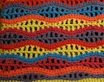 Crochet Pattern: Baby Blanket Open Waves Blanket Pattern, Colorful Newborn Baby Blanket Crochet, Baby Girl, Baby Boy - Instant Download