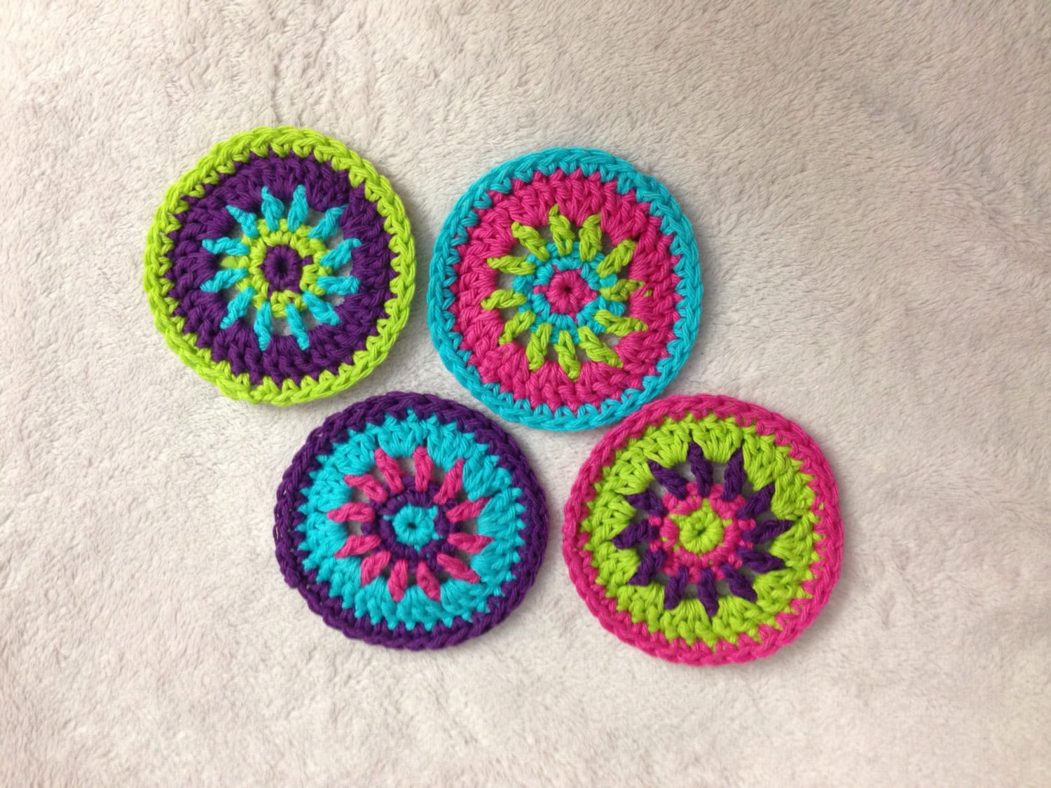 Colorful Circle Coaster Crochet Pattern Crochet Coaster Set Etsy