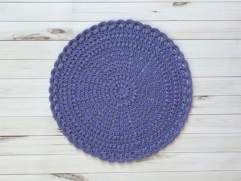 Crochet Placemat Pattern, Puff Stitch Placemat Pattern, Crochet Pattern, Crochet Tutorial, Circle Placemat, Filet Crochet, Instant Download image 4