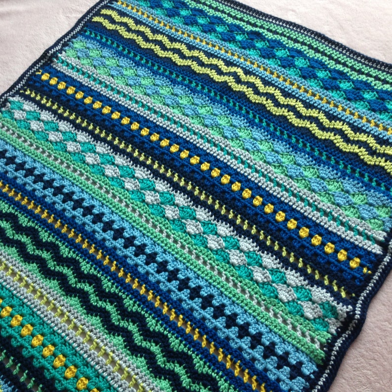 Baby Blues Blanket Mixed Stitch Blanket Crochet Afghan Pattern Instant Download Crochet Blanket Pattern Crochet Pattern Tutorial