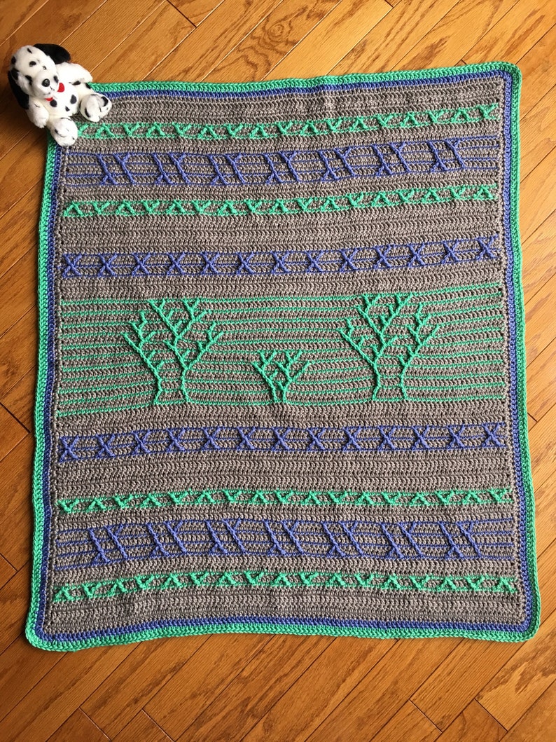 Crochet Baby Blanket Pattern / Tutorial: Little Tree Blanket Crochet Pattern, Tree Blanket, Baby Boy, Baby Girl Instant Download image 1