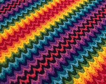 Crochet Blanket Pattern / Tutorial: Rainbow Ridge Blanket Crochet Pattern, Baby Blanket, Rainbow Crochet Blanket - Instant Download