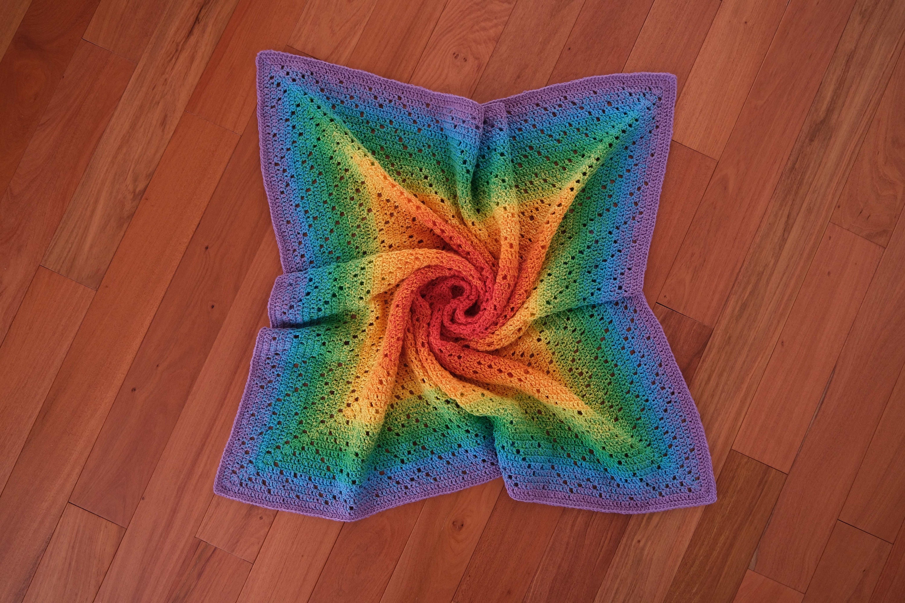 30 Rainbow Blanket Crochet Patterns to Brighten Baby Rooms, Throws, and Gift Giving 32 Prismatic Rainbow Baby Blanket Pattern
