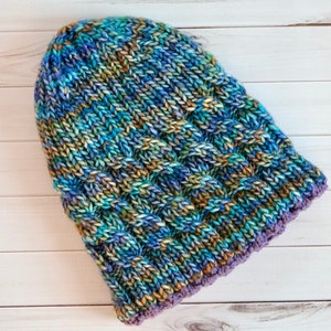 Double Twist Aran Weight Cable Hat Knitting Pattern for Child and Adults, Knit Beanie Pattern