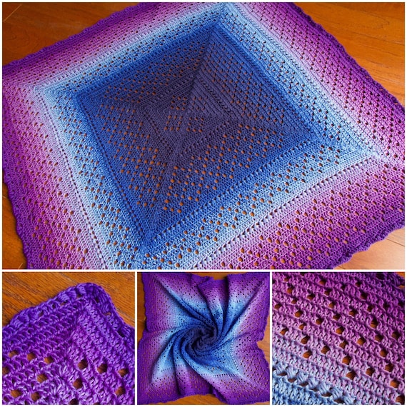 Purple crochet baby blanket best sale