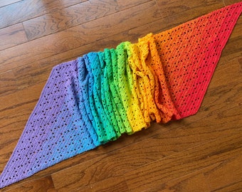 Crochet Pattern: Crochet Shawl Pattern, Rainbow Crochet Shawl, Filet Crochet Shawl, Rainbow Shawl, Rectangular Shawl  - Instant Download