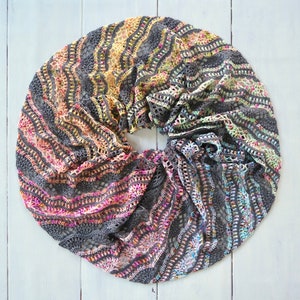 Gradient Crochet Shawl Pattern: Lace Rainbow Crochet Shawl, Lace Shell Puff Stitch, Rectangular Shawl Instant Download image 9