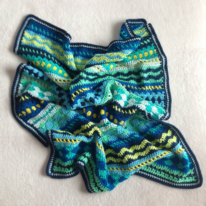 Crochet Blanket Pattern, Crochet Afghan Pattern, Crochet Pattern Tutorial, Baby Blues Blanket, Mixed Stitch Blanket, Instant Download image 4