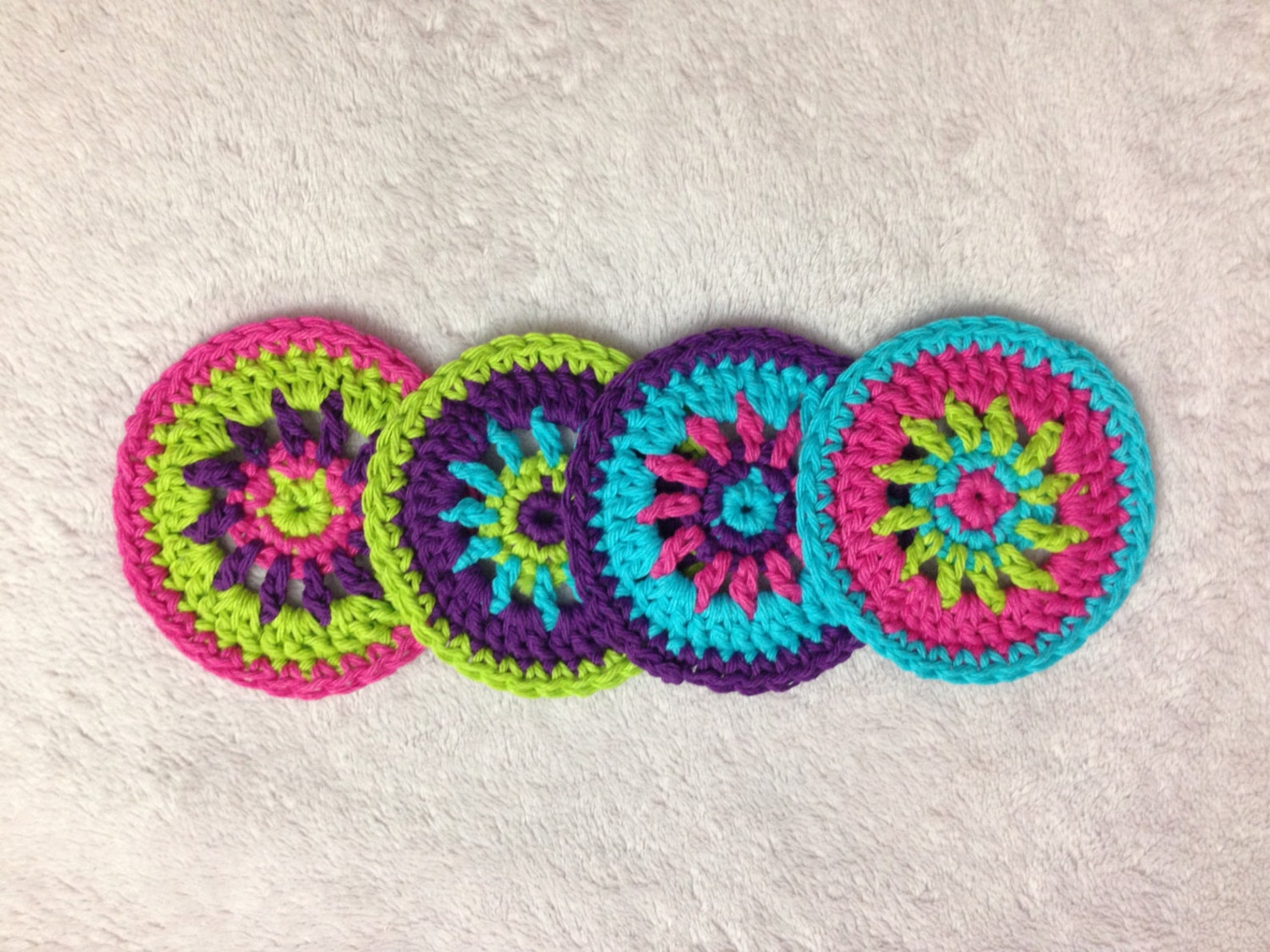 Colorful Circle Coaster Crochet Pattern Crochet Coaster Set Etsy