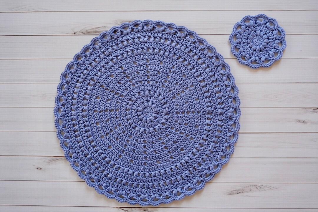 Crochet Placemat and Coaster Pattern Set Puff Stitch Pattern Etsy