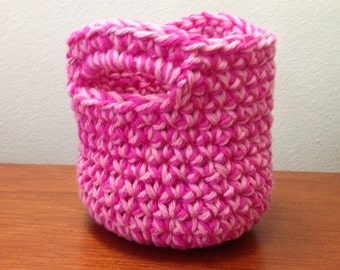 Mini Crochet Basket Pattern / Tutorial: Small Crochet Basket Pattern with Handles - Instant Download