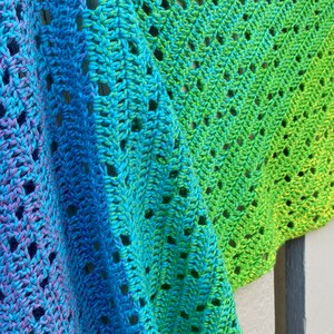 Crochet Pattern: Crochet Shawl Pattern, Rainbow Crochet Shawl, Filet Crochet Shawl, Rainbow Shawl, Rectangular Shawl Instant Download image 10