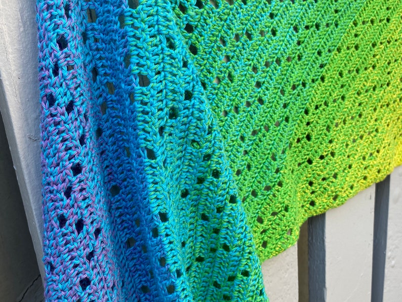 Crochet Pattern: Crochet Shawl Pattern, Rainbow Crochet Shawl, Filet Crochet Shawl, Rainbow Shawl, Rectangular Shawl Instant Download image 10