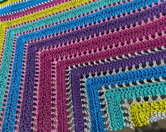 Crochet Pattern: Crochet Shawl, Crochet Shawl Pattern, Colorful Crochet Shawl, Triangular Shawl, Asymmetric Shawl - Instant Download