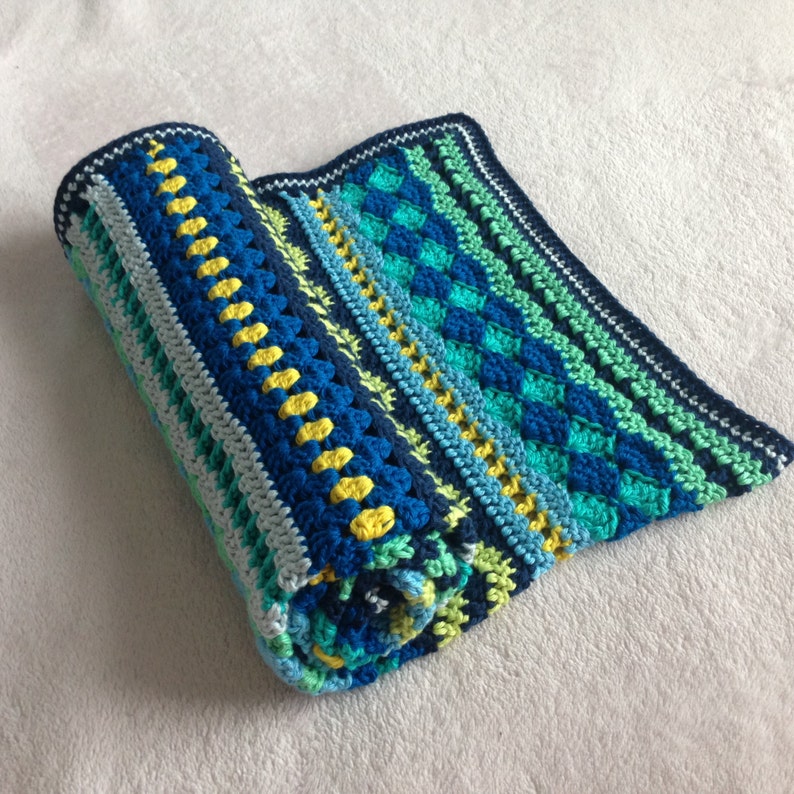 Crochet Blanket Pattern, Crochet Afghan Pattern, Crochet Pattern Tutorial, Baby Blues Blanket, Mixed Stitch Blanket, Instant Download image 3