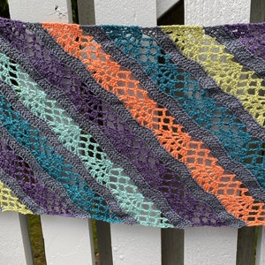 Crochet Pattern: Lace Crochet Shawl, Crochet Shawl Pattern, Lacy Crochet Shawl, Rectangular Shawl, Striped Shawl - Instant Download