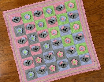 Crochet Baby Blanket Pattern / Tutorial: Koala Blanket Crochet Pattern, Animal Blanket, Baby Boy, Baby Girl - Instant Download