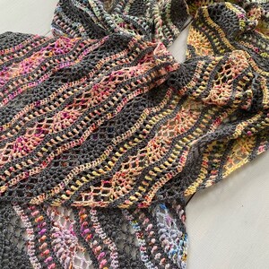 Gradient Crochet Shawl Pattern: Lace Rainbow Crochet Shawl, Lace Shell Puff Stitch, Rectangular Shawl Instant Download image 5