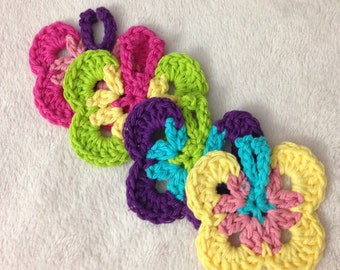 Crochet Butterfly Pattern / Tutorial: Crochet Butterfly Coasters, Crochet Coaster Pattern, Appliqués - Instant Download