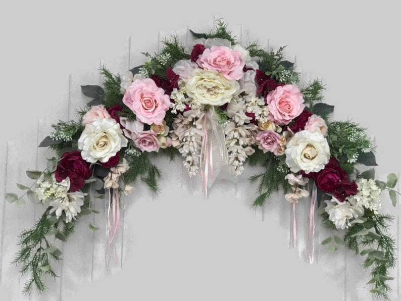 Pink Floral Swag Valentines Flowers Wedding Swag Backdrop Etsy