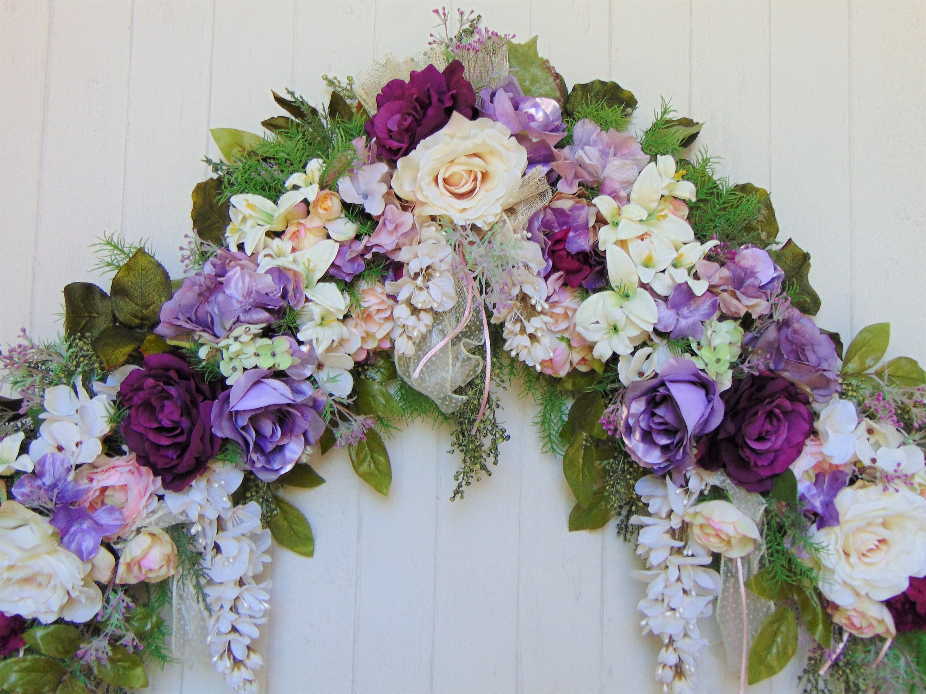 Purple Rose Swag Purple Wedding Swag Floral Swag Wall Swag Etsy