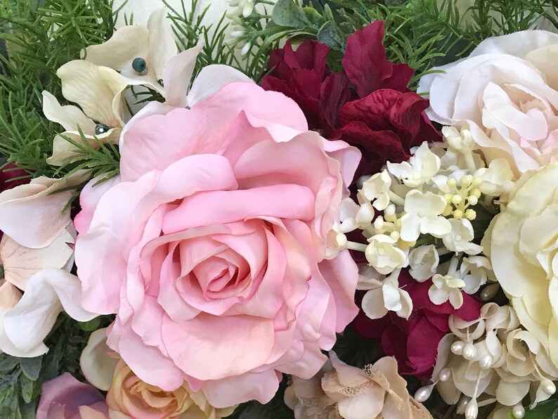 Pink Floral Swag Valentines Flowers Wedding Swag Backdrop Etsy