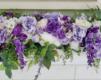 Purple Flower Swag Wedding Arch Arrangement Lavender Table Floral Mantel Decor  Photo Prop Window Decor Kitchen Cabinet Flowers Year Round