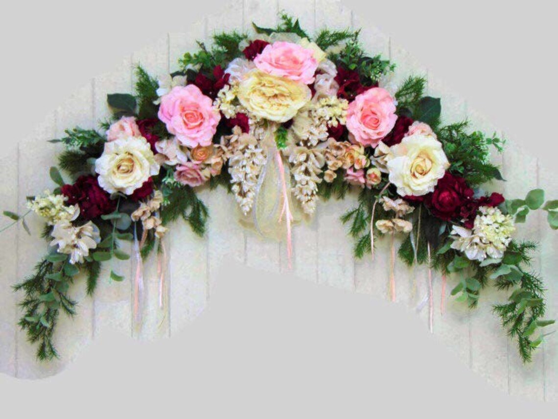 Pink Floral Swag Valentines Flowers Wedding Swag Backdrop Etsy