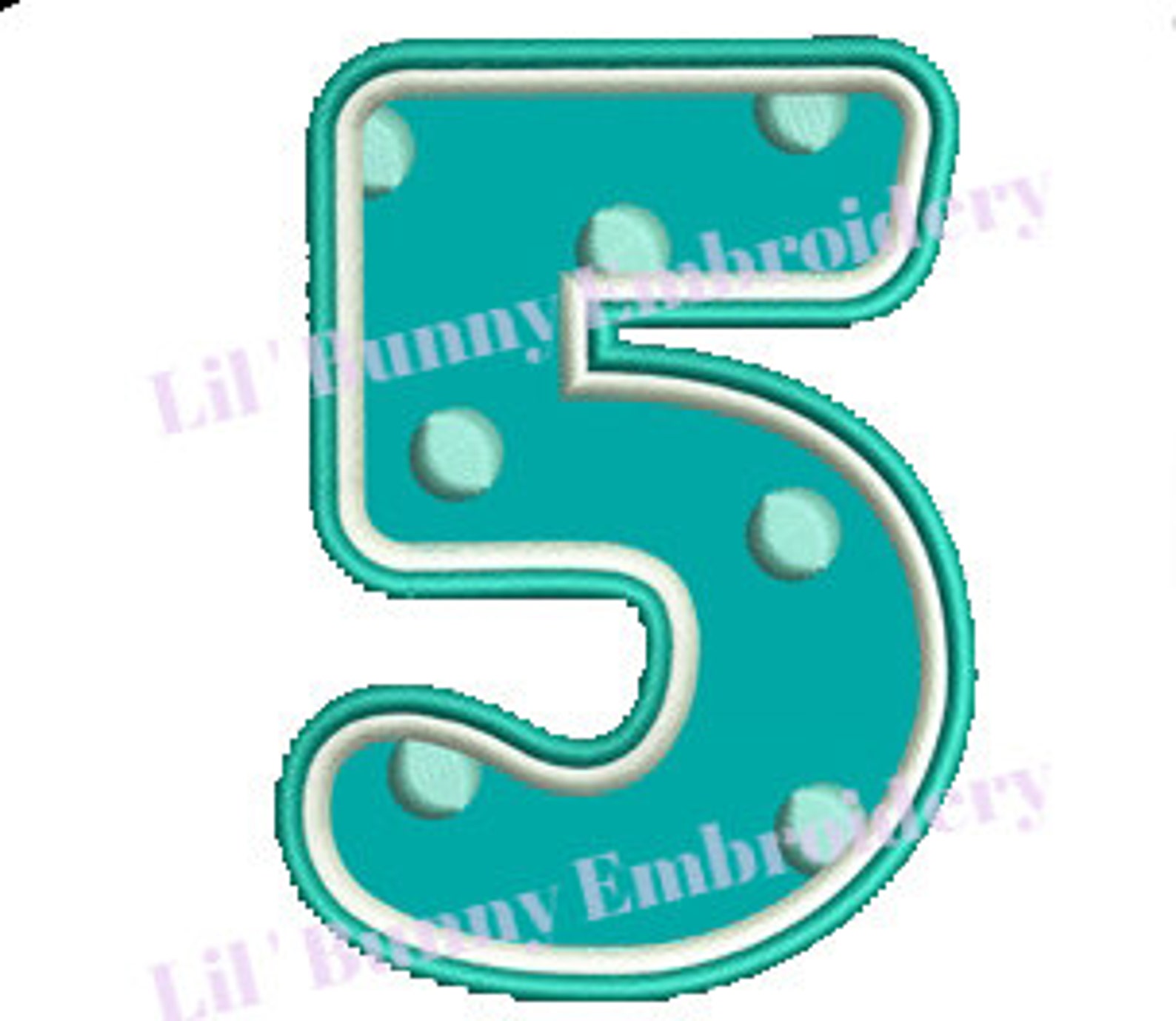Applique Machine Embroidery Number Five Design Pattern Etsy