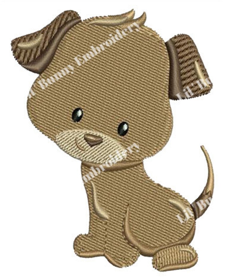 Filled Machine Embroidery Sweet Little Puppy Dog Design Etsy