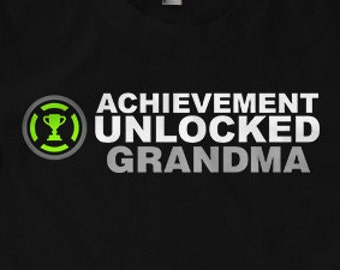 Achievement Unlocked Grandma Shirt granma pregnant new baby surprise announcement fatherhood mom Gift gamer present Idea Geek Video Games