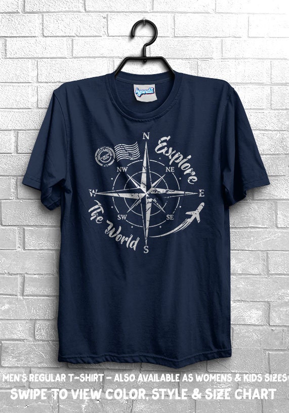 Explore The World Compass T-Shirt Travel Adventure Camping | Etsy